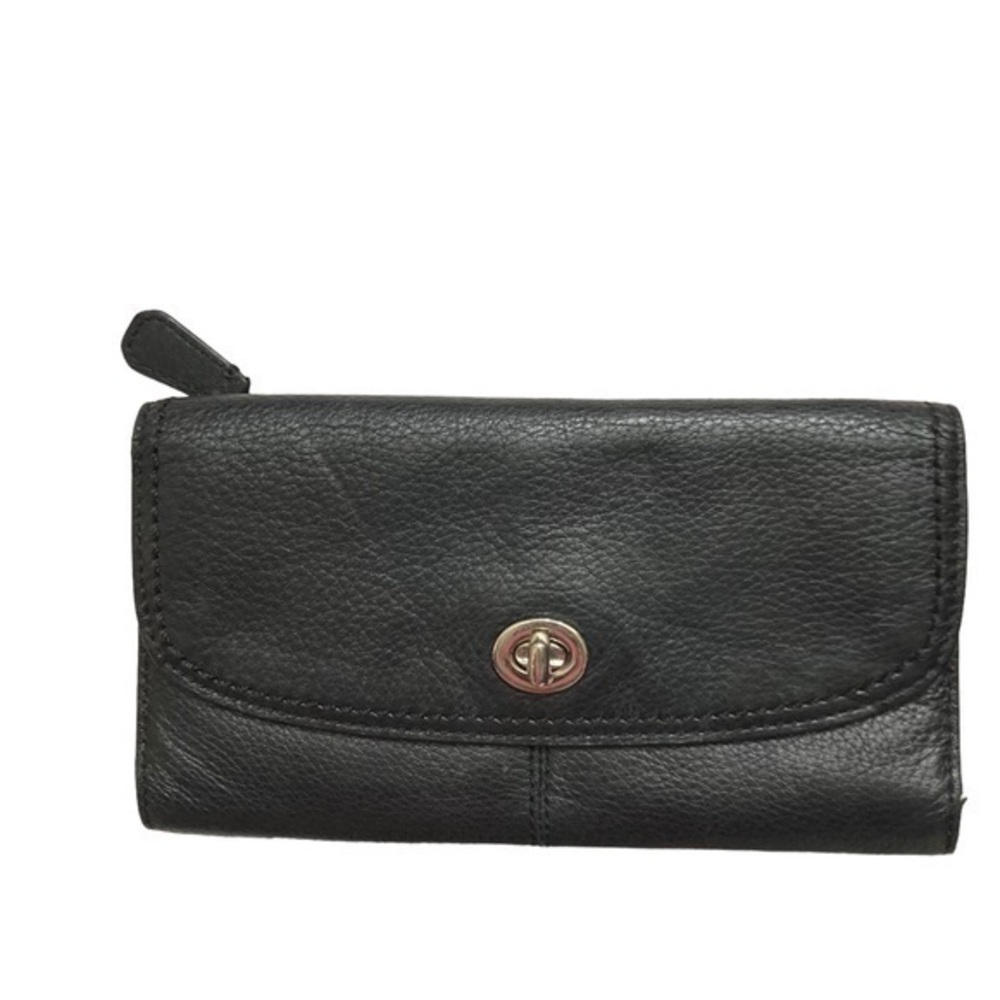 Coach black leather turnlock wallet